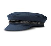 fiebig Gorra Elbsegler para Hombre y Mujer | Sombrero de capitán de línea clásica | Gorra de Tela Marinera Tradicional | Gorra con Visera, cordón, Botones de Ancla y Emblema (59-L, Azul)
