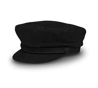 fiebig Gorro de Pescador para Mujer y Hombre | Gorro de capitán con Forro Interior | Gorro de Marinero Tradicional Hecho de 100% algodón | Gorro clásico con Visera para Todo el año (56-M, Negro)