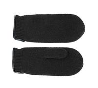 fiebig Manopla de pura lana con borde de cuero | Guante de lana fina para hombres y mujeres | En muchos colores y tamaños (8,5-M, Negro)