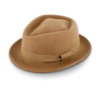 fiebig Medlock Pork Pie Diamante | 100% Sombrero de Fieltro con Cinta de Grosgrain | Cómodo Sombrero Ligero (60-XL, Camel)