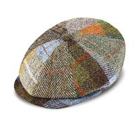 fiebig Rona Bakerboy Harris Tweed Patchwork | Newsboy de 100% lana virgen escocesa | Gorra de 8 paneles con visera fabricada en Italia multicolor 59