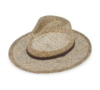 fiebig Sombrero de hierba marina de Traveller para hombre y mujer | Sombrero de sol de 100% algas marinas | Sombrero de verano con banda de piel sintética en color natural, beige, 65