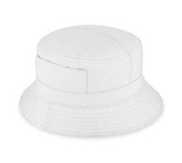 fiebig Sombrero de Pescador en algodón | Gorro de Exterior Unisex con Bolsillos y Cremallera | Bucket Hat en Muchos Colores y tamaños (57-M, Blanco)