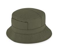 fiebig Sombrero de Pescador en algodón | Gorro de Exterior Unisex con Bolsillos y Cremallera | Bucket Hat en Muchos Colores y tamaños (59-L, Verde Oliva)