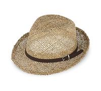 fiebig Trilby Seegras para hombre y mujer | Sombrero de sol de paja 100% | Sombrero de verano con correa de piel sintética en muchos tamaños naturaleza 61