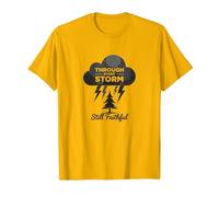 Fiel a través de Las tormentas: Cita inspiradora de Toda mi Vida Camiseta, Hombre, Dorado Brillante, S