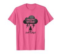 Fiel a través de Las tormentas: Cita inspiradora de Toda mi Vida Camiseta, Hombre, Rosa Jaspeado, XXL