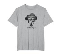 Fiel a través de Las tormentas: Cita inspiradora de Toda mi Vida Camiseta, Hombre Tallas Grandes, Gris Jaspeado, 3X Alto