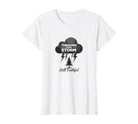 Fiel a través de Las tormentas: Cita inspiradora de Toda mi Vida Camiseta, Mujer, Blanco, XS