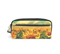 Field of Sunflowers - Estuche para lápices para niñas y niños, de piel sintética, estuche portátil para bolígrafos, bolsa de maquillaje para adultos, #871, 21x9.5x5cm