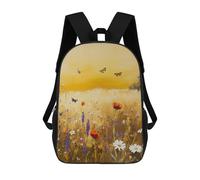 Field of Wildflowers And Butterflies Mochila Escolar Resistente Al Agua Para Ordenador Portátil: Perfecta Para Viajes, Trabajo Y Uso Diario 17inch