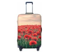 Fields of Red - Funda elástica para equipaje de viaje, diseño de crisantemos salvajes, protector de maleta, antiarañazos, estampado, Black, XL