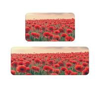 Fields Of Red Wild Chrysanthemums - Juego de 2 tapetes de cocina acolchados cómodos para decoración del hogar, tapetes de cocina para suelo, antideslizantes, lavables, para lavandería, 43 x 119 cm +