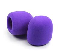 Fielect 2 fundas de espuma de espuma gruesa tipo bola para micrófono de mano, protección para parabrisas de micrófono, color morado para radiodifusión de KTV