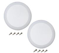 Fielect 2 Fundas para Parrilla de Altavoz de 6.5 Pulgadas, Color Blanco, Cubierta Protectora para Parrilla de Altavoz de Malla Redonda para Altavoz de Coche, Cubierta de Parrilla con 8 Tornillos