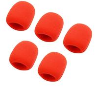 Fielect 5 fundas de espuma gruesa tipo bola para micrófono de mano, protección para parabrisas de micrófono, color rojo para transmisión KTV
