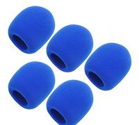 Fielect 5 fundas de espuma gruesa tipo bola para micrófono de mano, protección para parabrisas de micrófono, color azul para transmisión KTV