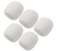 Fielect 5 fundas de espuma gruesa tipo bola para micrófono de mano, protección para parabrisas de micrófono, color blanco para transmisión KTV