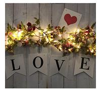 Fielegen Guirnalda de 20 luces LED de rosas de 2 metros, funciona con pilas, guirnalda de flores artificiales con luces LED para el día de San Valentín, jardín, boda, fiesta, decoración de interior,
