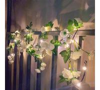 Fielegen Guirnalda de flores artificiales con 20 luces LED, 1,8 metros para colgar, guirnalda de rosas falsas para jardín, boda, decoración de mesa, día de San Valentín, fiesta de cumpleaños, Navidad