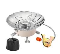 Fielero De Camping - Quemador De Estufa De Camping Portátil | Campamento Cooking Stovse | Escudo De Flores Ajustable Plegable Quemador De Casete De Acero Inoxidable Ignición Pietoeléctrica Ventroce