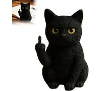 Fieltro De Aguja De Gato Negro Divertido, Miniatura De Fieltro Suave Con Detalles, Decoración De Escultura De Fieltro De Aguja De Gato Negro Agresivo Para Escritorio ,1 pcs