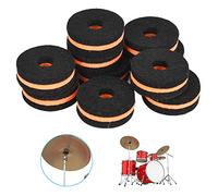 Fieltro de platillos, 10pcs Crash Cymbal Clutch, Soporte de platillos, Arandela de Fieltro 35 mm, Negro Naranja, para músicos profesionales, drummers, bandas y estudios de grabación