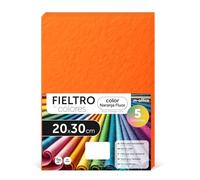 Fieltro para Manualidades, Fieltro de Colores, Suave y Flexible, Material para Costura, Telas Patchwork, Ideal para proyectos DIY, artesanía o decoración, 20x30cm - m-office (naranja fluor, 5 uds)