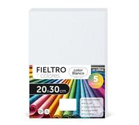 Fieltro para Manualidades, Fieltro de Colores, Suave y Flexible, Material para Costura, Telas Patchwork, Ideal para proyectos DIY, artesanía o decoración, 20x30cm - m-office (blanco, 5 uds)