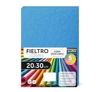 Fieltro para Manualidades, Fieltro de Colores, Suave y Flexible, Material para Costura, Telas Patchwork, Ideal para proyectos DIY, artesanía o decoración, 20x30cm - m-office (azul claro, 5 uds)
