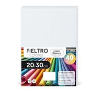 Fieltro para Manualidades, Fieltro de Colores, Suave y Flexible, Material para Costura, Telas Patchwork, Ideal para proyectos DIY, artesanía o decoración, 20x30cm - m-office (blanco, 40 uds)