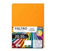Fieltro para Manualidades, Fieltro de Colores, Suave y Flexible, Material para Costura, Telas Patchwork, Ideal para proyectos DIY, artesanía o decoración, 20x30cm - m-office (naranja, 5 uds)