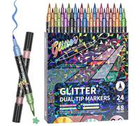 Fieltros artísticos con purpurina - Papelería doble punta con lentejuelas - Rotuladores para colorear para dibujo, guarderías diarios creativos scrapbooking bosquejos ilustraciones