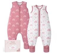 FIEMOL Saco De Dormir Bebe Con Piernas Tog 1.5 Saco Dormir Bebe 3-4 Años | Saco de dormir bebé todo el año con zapatillas plegables, suave y transpirable, cremallera doble sentido, caja regalo 2 pieza