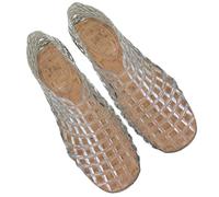 FIENZA Jelly Mesh - Zapatos planos de ballet para mujer, sandalias planas huecas de gelatina transparente, cómodas, para verano, playa, bailarina, sin cordones, ligeras, de PVC, Xh01 Blanco, 36.5 EU