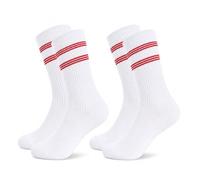 Fiera Besa Calcetines deportivos de tenis de 2 y 4 pares, ultra cómodos, calidad europea, antideslizantes, transpirables, Blanco Rojo Guión, 39-42
