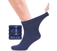 Fiera Besa Calcetines diabéticos de bambú con licra para hombres: hasta el tobillo, sin costuras en la base de las uñas de los pies, 4 pares, azul marino, 39-42