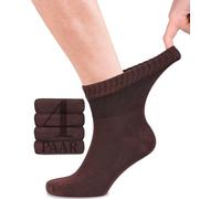 Fiera Besa Calcetines Diabéticos Hombre 4 Pares Bambú Tobillo Marrón 43-46