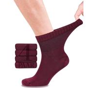 Fiera Besa Calcetines diabéticos para hombre con cintura cómoda sin cintura elástica, tobillo, calcetines diabéticos sin goma y sin costuras, borgoña, 43-46