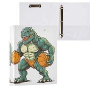 Fierce Dinosaurs Playing Basketball - Carpeta de 3 anillas de 1.5 pulgadas, organizador de documentos de material de PVC con anillo en D y bolsillo transparente para suministros de oficina, 1 paquete
