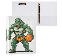 Fierce Dinosaurs Playing Basketball - Carpeta de 3 anillas de 1.5 pulgadas, organizador de documentos de material de PVC con anillo en D y bolsillo transparente para suministros de oficina, 1 paquete