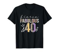 Fierce Fabulous & 40 años Antiguo Boho Leopardo 40 cumpleaños Camiseta