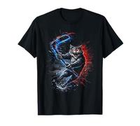 Fierce Hockey Cat Graphic Funny Angry Cat Playing Hockey Camiseta