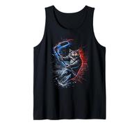 Fierce Hockey Cat Graphic Funny Angry Cat Playing Hockey Camiseta sin Mangas