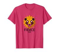 Fierce Leo: Arte geométrico del Zodiaco del león para los fanáticos de la astrología Camiseta, Hombre, Rojo Jaspeado, L