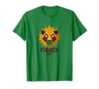 Fierce Leo: Arte geométrico del Zodiaco del león para los fanáticos de la astrología Camiseta, Hombre, Verde Kelly, L
