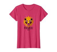 Fierce Leo: Arte geométrico del Zodiaco del león para los fanáticos de la astrología Camiseta, Mujer, Rojo Jaspeado, M