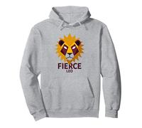 Fierce Leo: Arte geométrico del Zodiaco del león para los fanáticos de la astrología Sudadera con Capucha, Unisex para Adultos, Gris Jaspeado, XXL