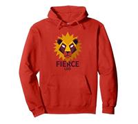 Fierce Leo: Arte geométrico del Zodiaco del león para los fanáticos de la astrología Sudadera con Capucha, Unisex para Adultos, Rojo, XXL