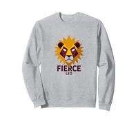 Fierce Leo: Arte geométrico del Zodiaco del león para los fanáticos de la astrología Sudadera, Unisex para Adultos, Gris Jaspeado, XXL